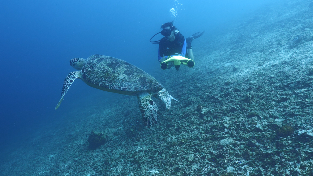 diving with underwater scooter diving with underwater scooter