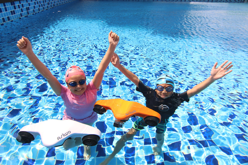 underwater scooter in a swimming pool underwater scooter in a swimming pool